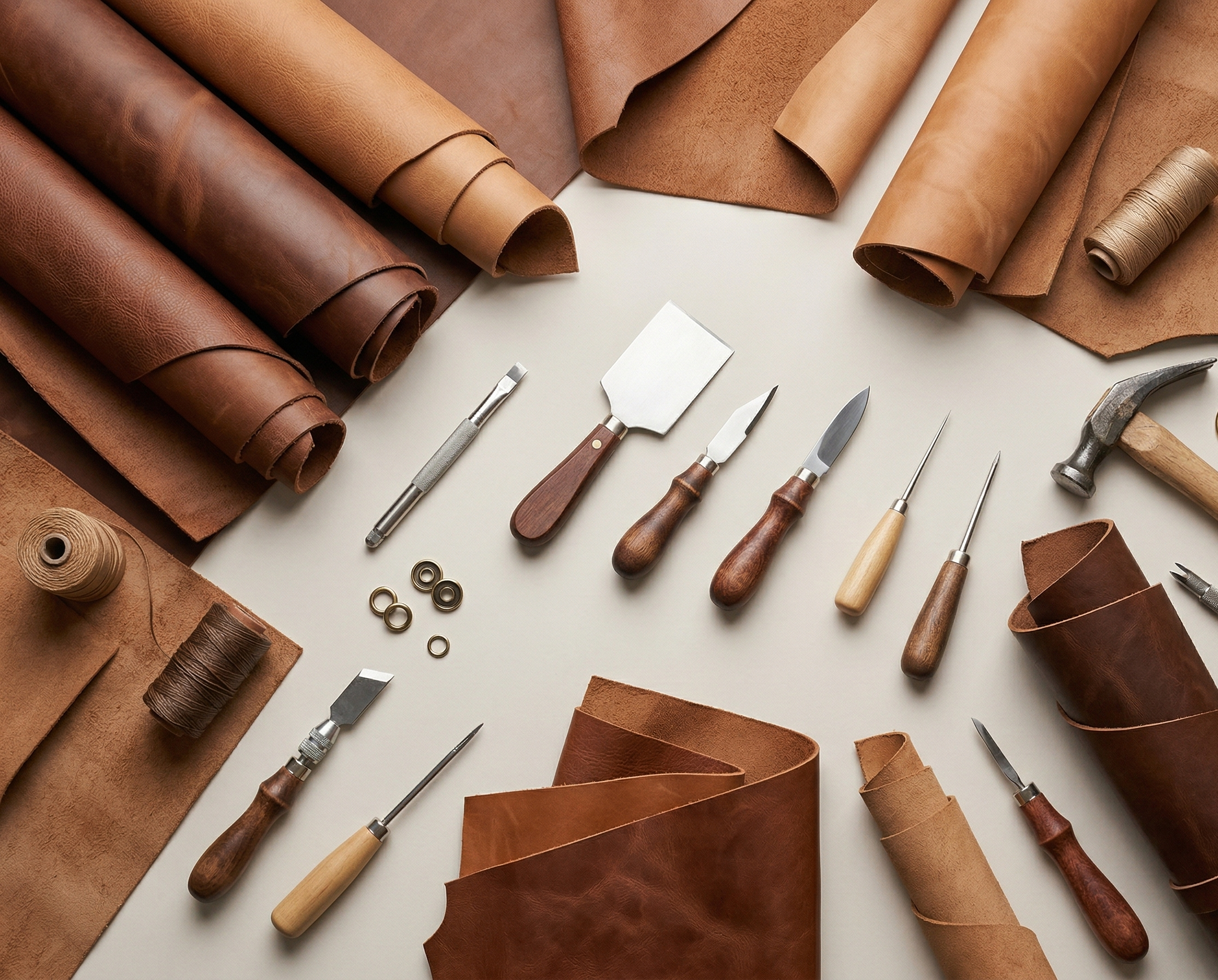 Leather crafting tools layout