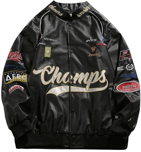 Faux Leather Racing Jacket Oversized