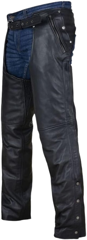 Black Motorcycle Leather Chaps for Men